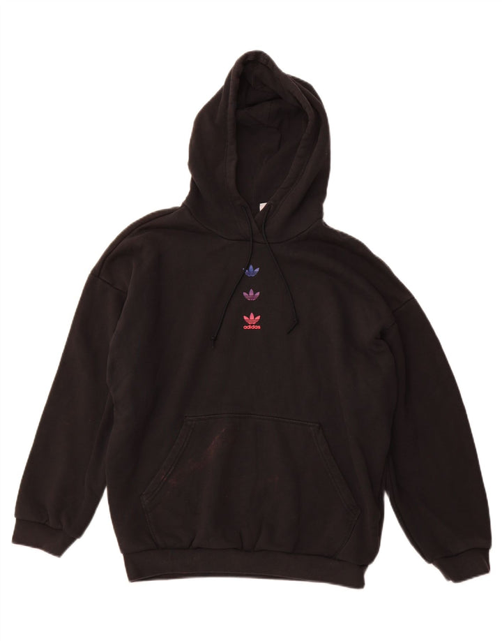 Женский джемпер с капюшоном свободного кроя ADIDAS UK 14, большой черный хлопок