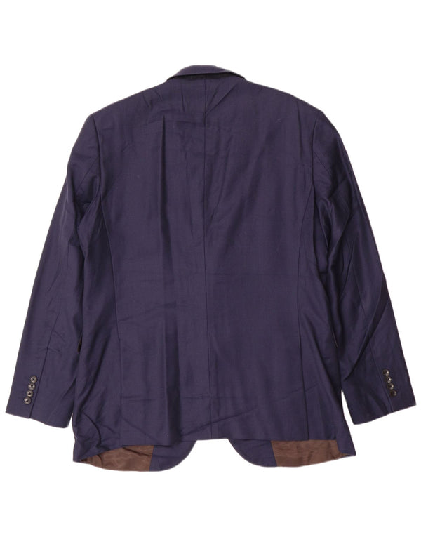 Мужской пиджак ERMENEGILDO ZEGNA на 2 пуговицах UK 44 2XL темно-синий шерстяной