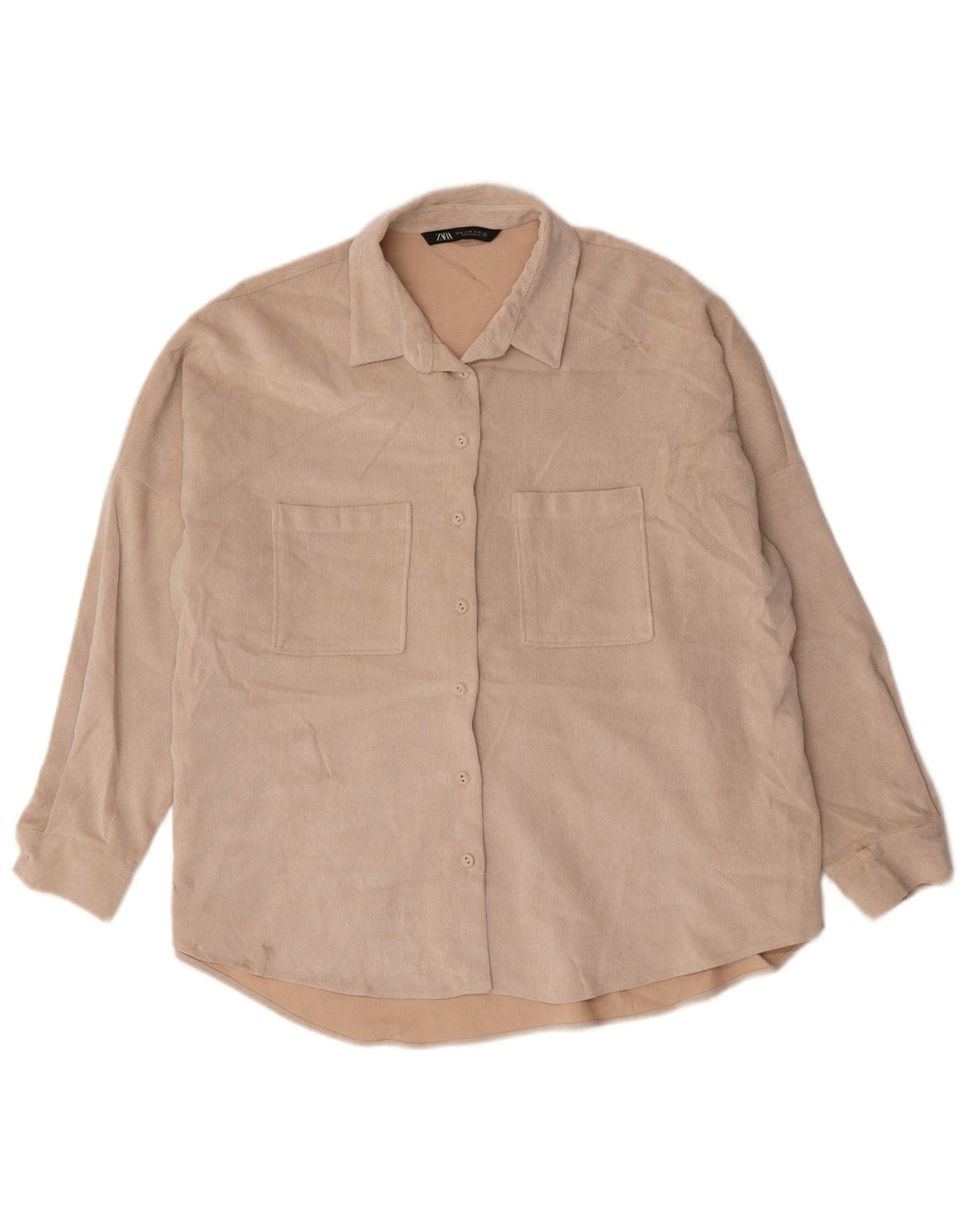 Женская рубашка оверсайз Zara UK 18 XL, бежевый полиэстер