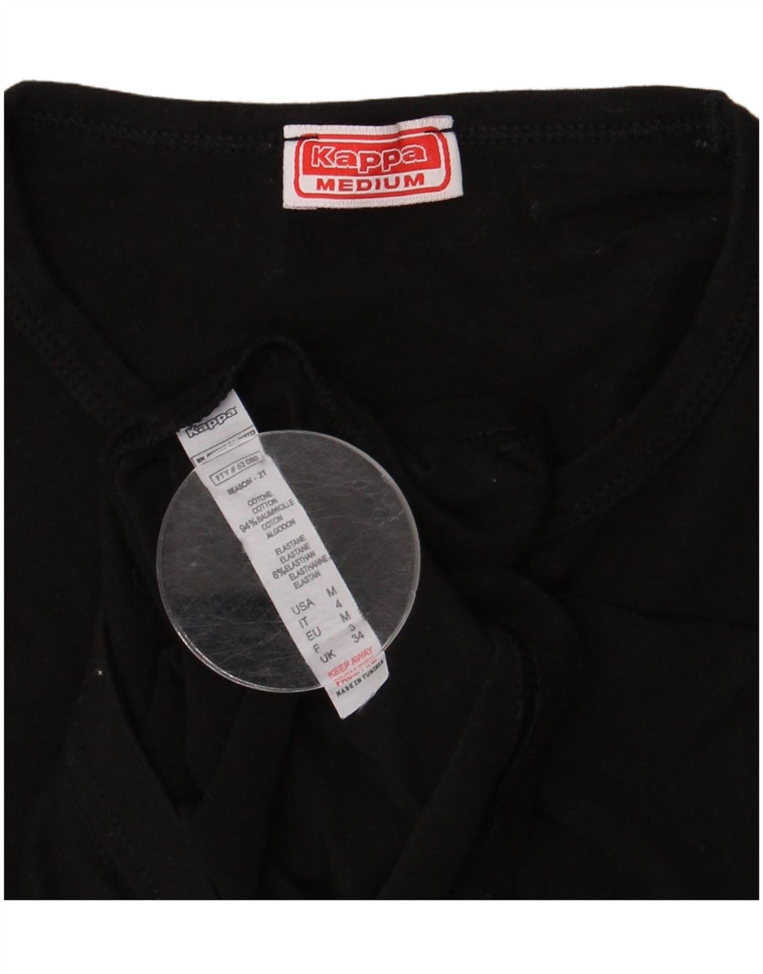 Женская футболка Kappa Top UK 12, средний черный хлопок