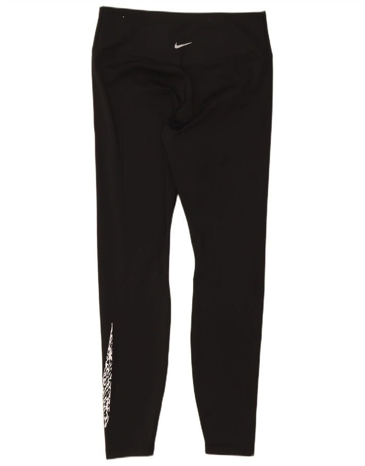 Женские леггинсы с рисунком Nike Dri Fit UK 12, средний черный, полиэстер