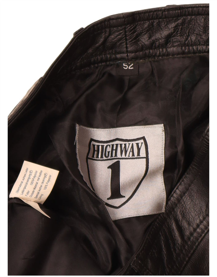 HIGHWAY 1 Мужские прямые кожаные брюки IT 52 XL W34 L28 Черные кожаные