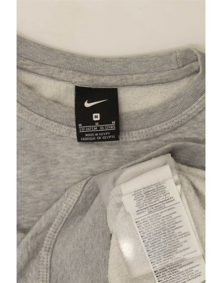 Свитшот Nike для мальчиков 10–11 лет, хлопковый джемпер среднего серого цвета в крапинку