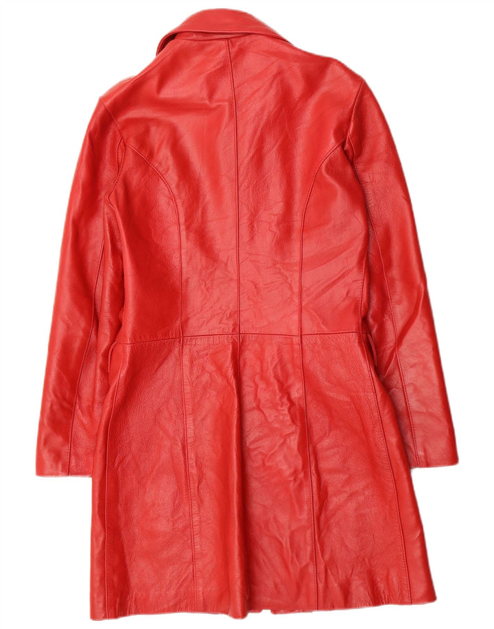 Винтажное женское кожаное пальто UK 10, маленькое красное