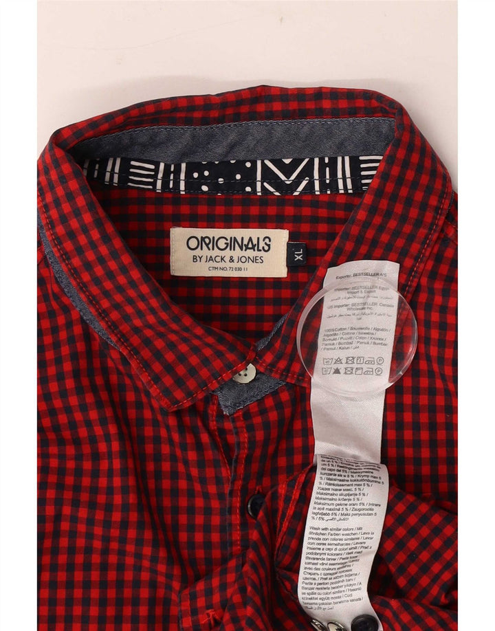 Мужская рубашка Jack & Jones XL из хлопка в красную клетку