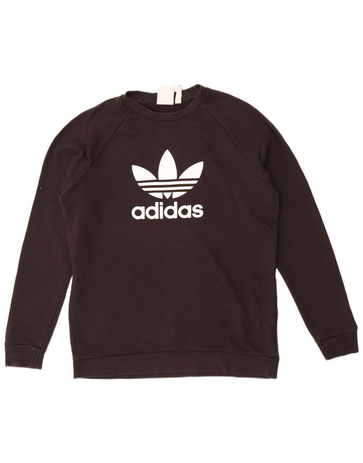 Мужской свитшот Adidas с рисунком, хлопковый джемпер среднего размера, черный