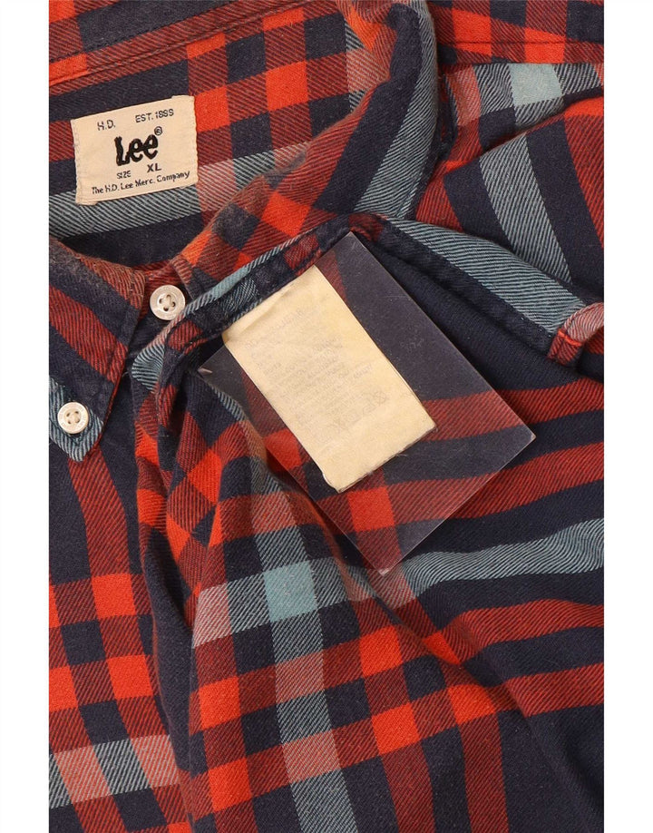 Мужская фланелевая рубашка Lee XL, синяя клетка, хлопок