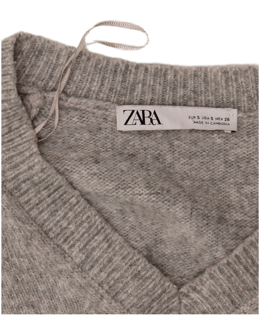 Женский свободный джемпер с v-образным вырезом Zara UK 10, маленький серый в крапинку