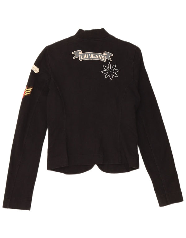 Женский укороченный пиджак с 4 пуговицами LIU JO, британский размер 6 XS, черный хлопок