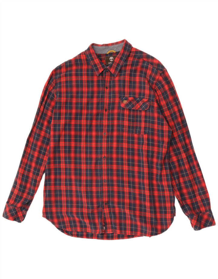 Мужская рубашка приталенного кроя Timberland 2XL, хлопковая красная клетка