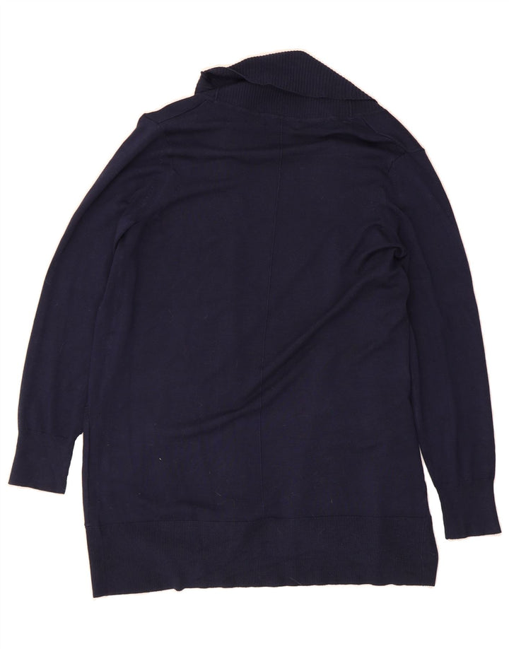 MARKS & SPENCER Womens Longline Cardigan Sweater UK 14 Medium Navy Blue Vintage Marks & Spencer and Second-Hand Marks & Spencer from Messina Hembry 