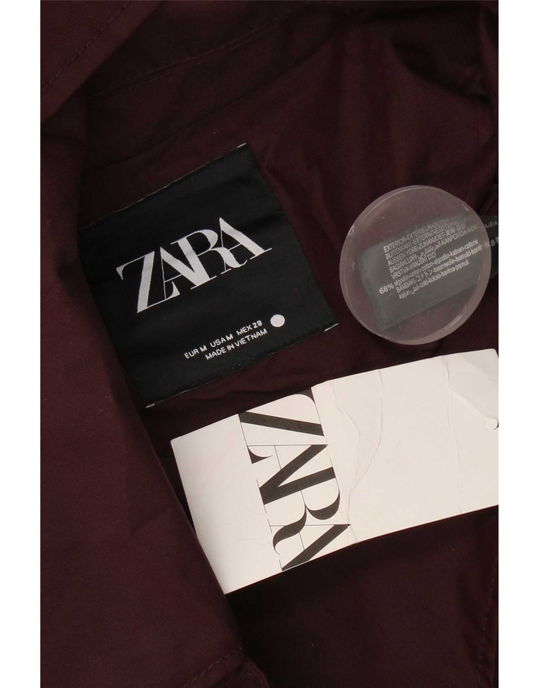 Женский бомбер Zara большого размера с капюшоном UK 14, средний бордовый хлопок, хлопок