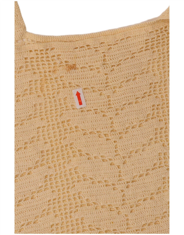 Винтажный женский укороченный топ на бретельках, связанный крючком, Великобритания, 10 маленьких размеров, белый цвет