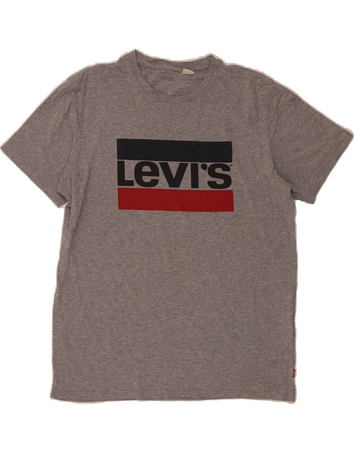 LEVI'S Mens Graphic T-Shirt Top Large Grey Cotton Vintage Levi's and Second-Hand Levi's from Messina Hembry 