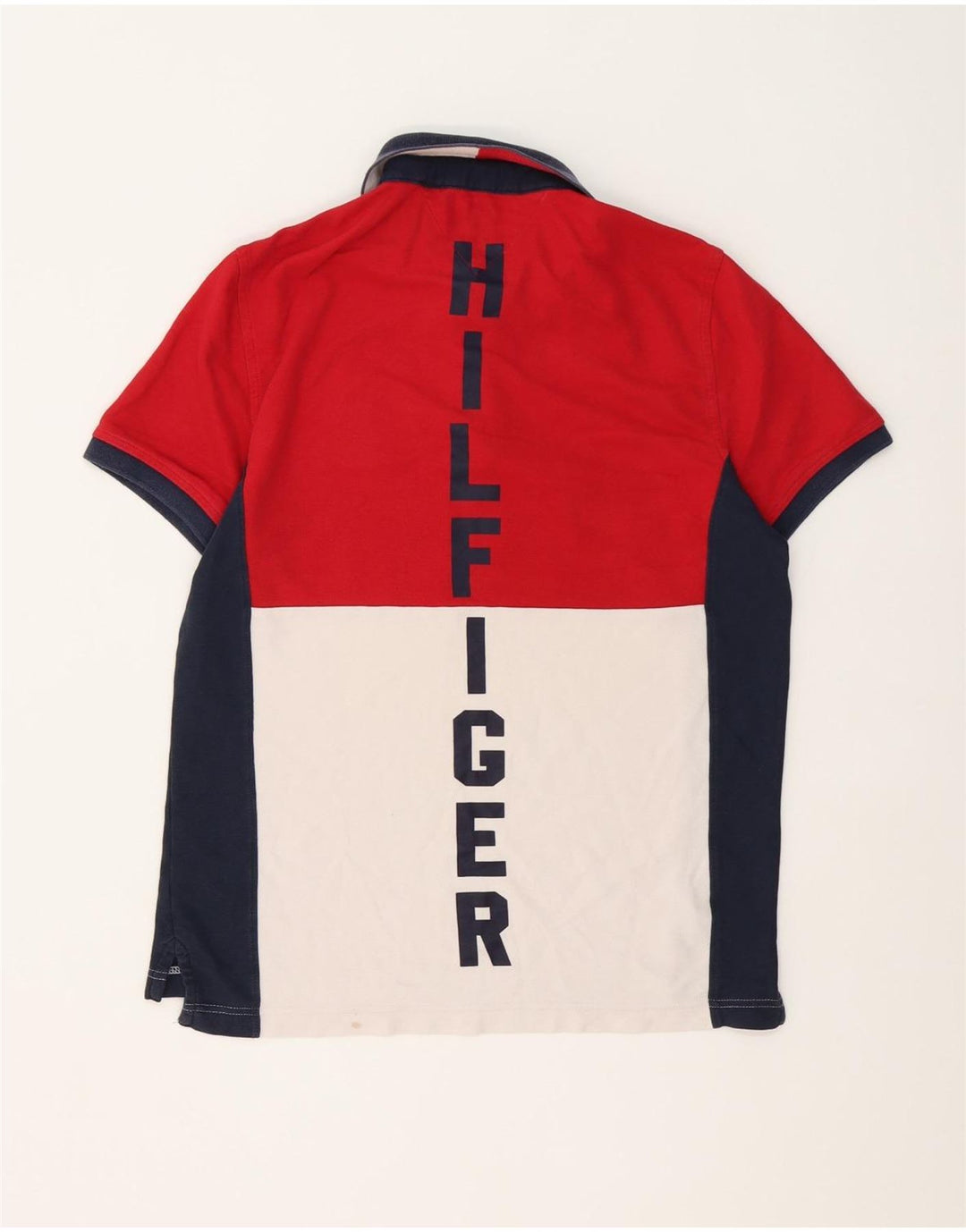 Мужская рубашка-поло Tommy Hilfiger, хлопок среднего красного цвета с цветными блоками