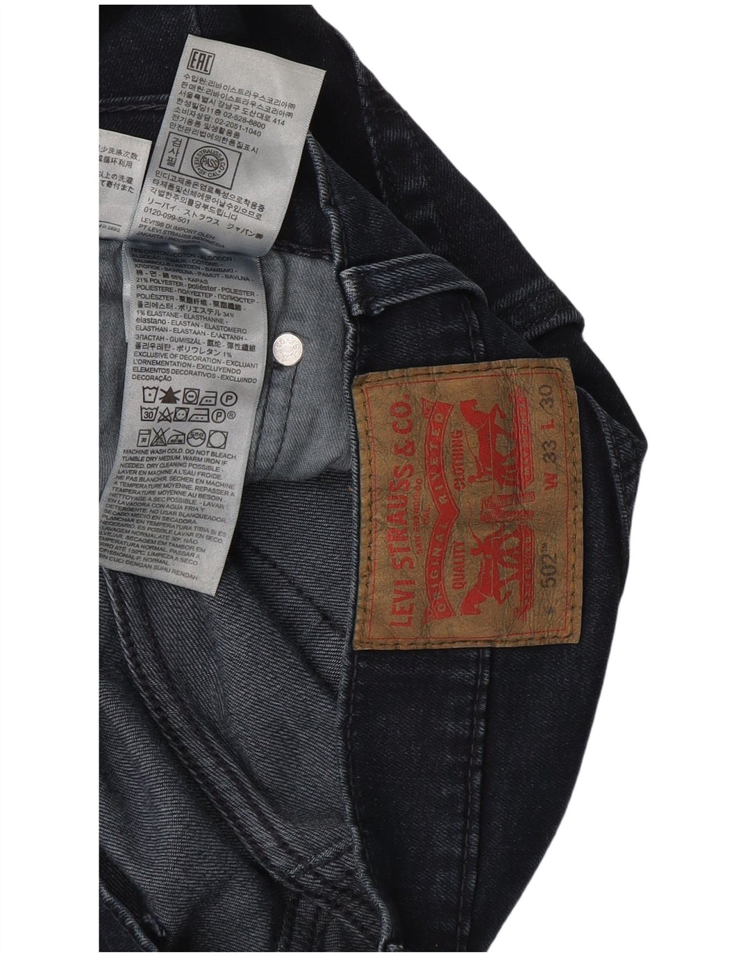 Мужские зауженные джинсы Levi's 502 W33 L30 темно-синие, хлопок