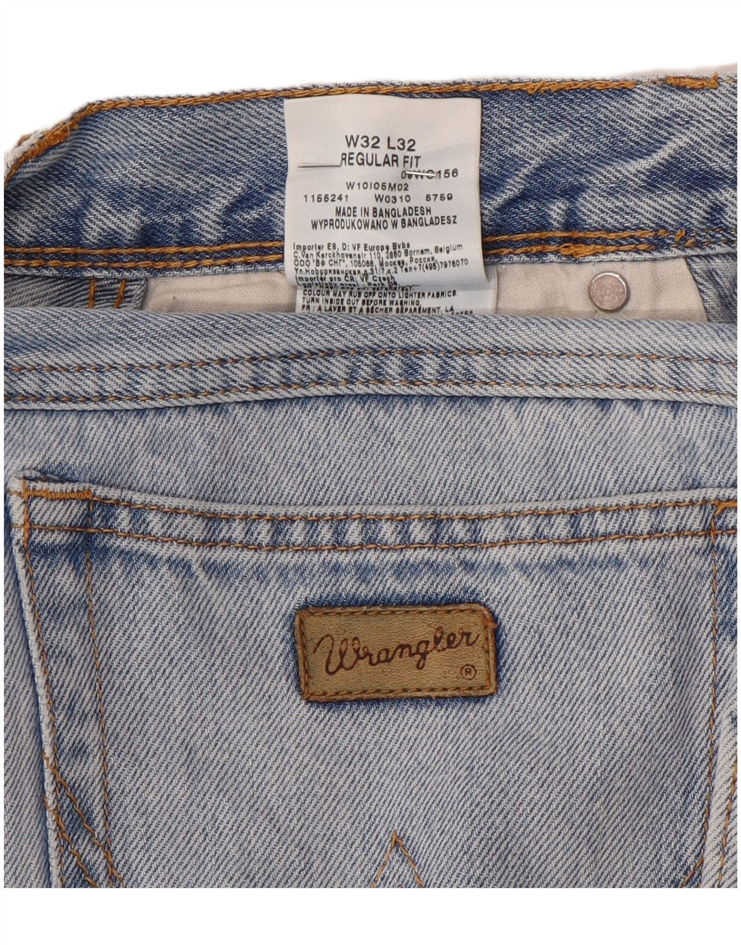 Мужские прямые джинсы WRANGLER стандартного кроя W32 L32, синий хлопок