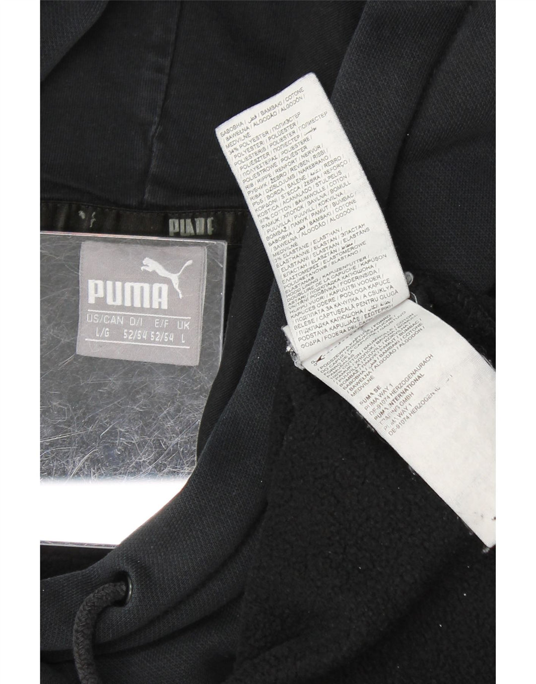 PUMA Mens Hoodie Jumper Large Black Cotton Vintage Puma and Second-Hand Puma from Messina Hembry 