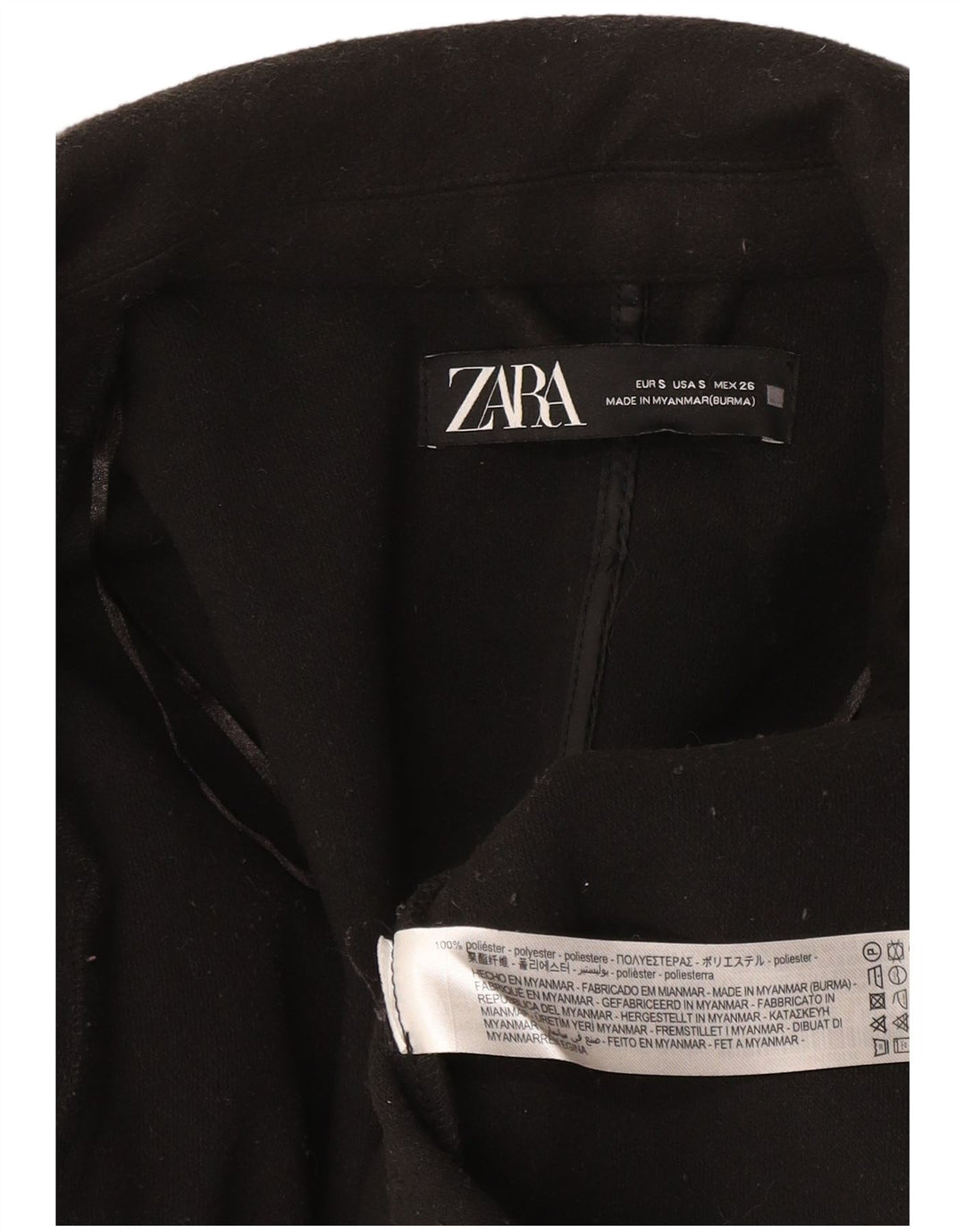 Женский открытый пиджак большого размера Zara UK 10, маленький черный полиэстер