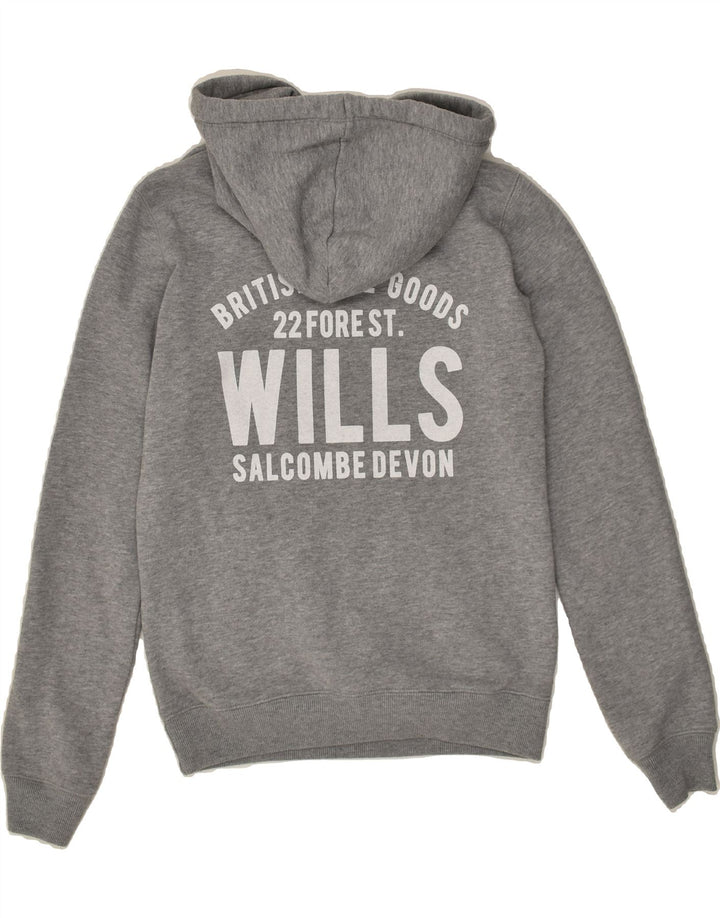 JACK WILLS Womens Graphic Hoodie Jumper UK 10 Small  Grey Cotton | Vintage Jack Wills | Thrift | Second-Hand Jack Wills | Used Clothing | Messina Hembry 