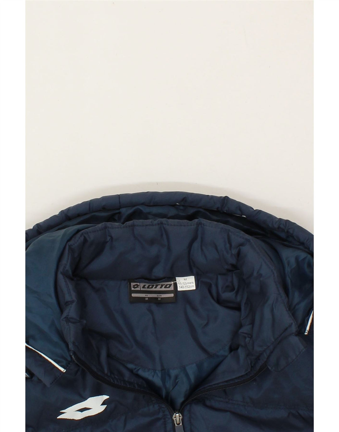 LOTTO Boys Hooded Padded Jacket 11-12 Years Medium Navy Blue Polyamide Vintage Lotto and Second-Hand Lotto from Messina Hembry 