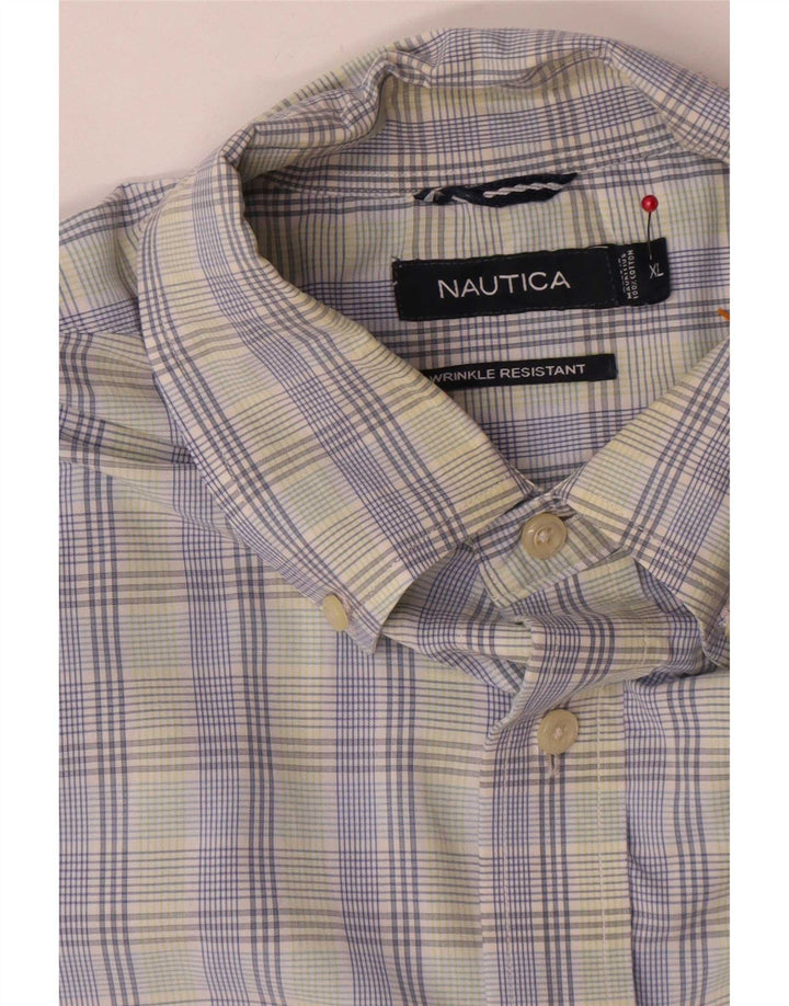 Мужская рубашка Nautica с коротким рукавом XL, синяя клетка, хлопок