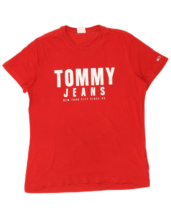 Женская футболка с рисунком Tommy Hilfiger Top UK 12, средний красный хлопок