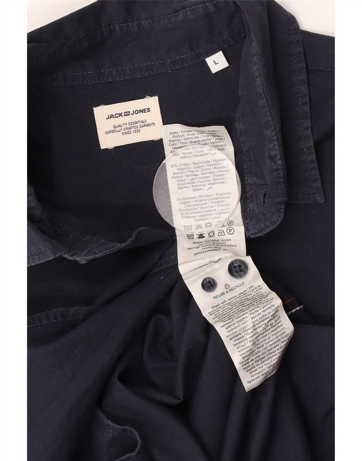 Мужская рубашка Jack & Jones, темно-синяя, хлопковая, большая