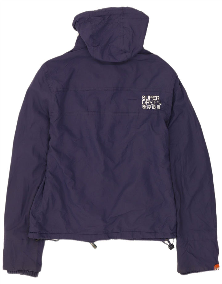 SUPERDRY Женская ветровка с капюшоном UK 14 Средний Темно-Синий Нейлон