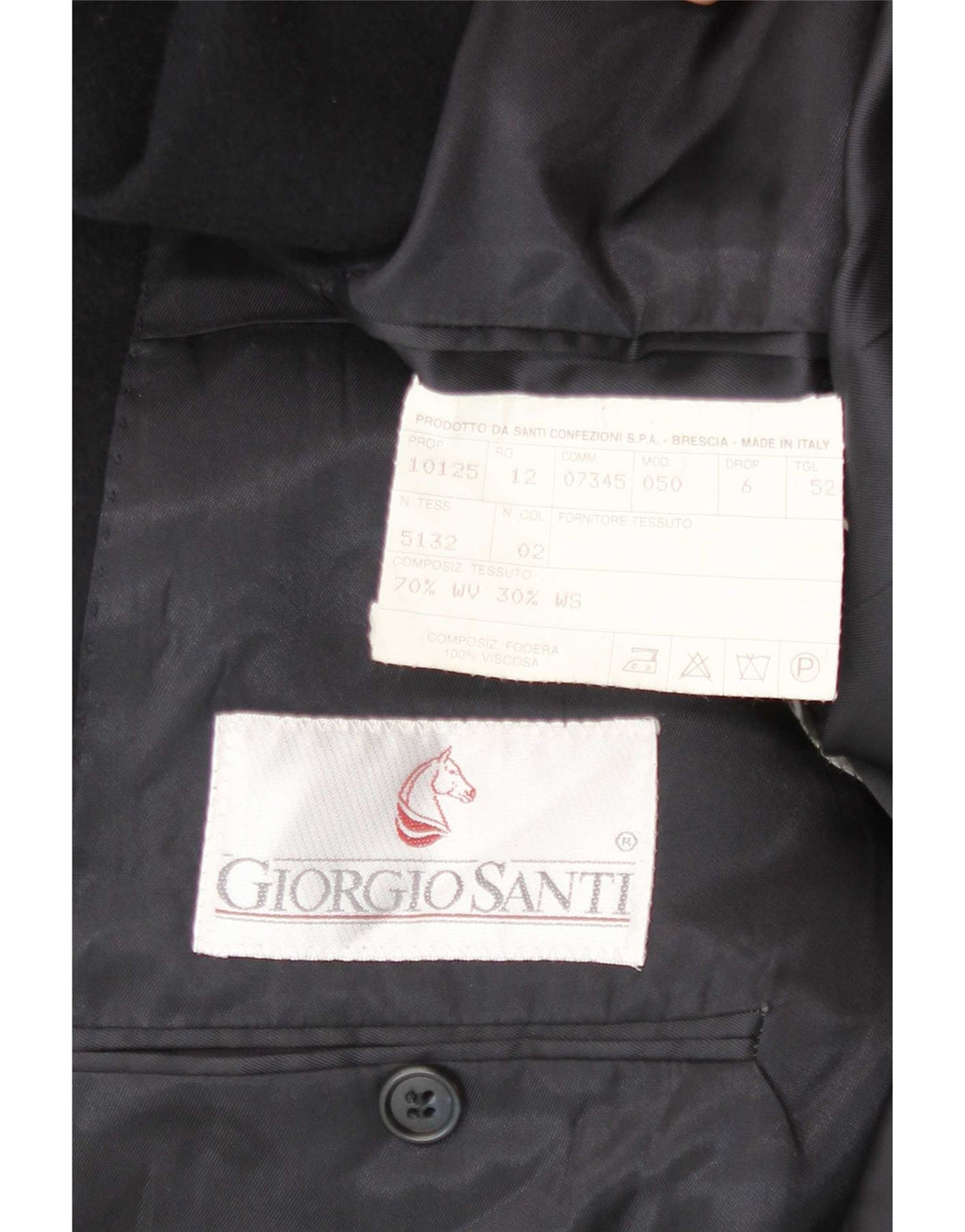 Мужской пиджак Giorgio Santi на 2 пуговицах IT 52 XL Черный Шерстяной