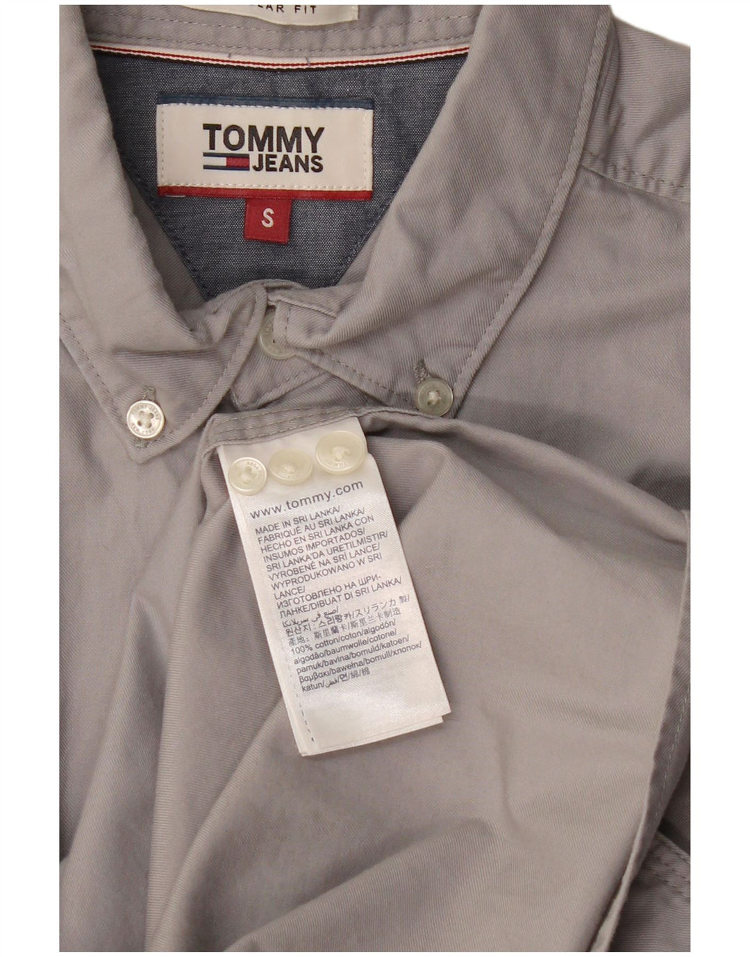 TOMMY HILFIGER Мужская рубашка стандартного кроя, маленький серый хлопок