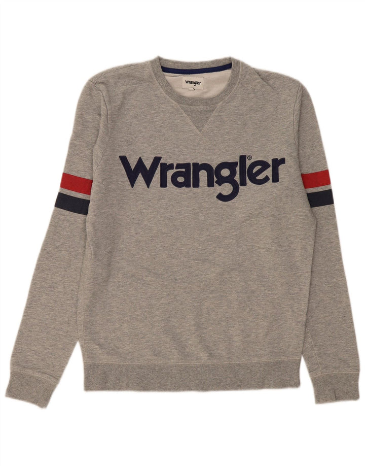 Мужской свитшот Wrangler с графическим рисунком, маленький серый хлопковый джемпер с цветными блоками