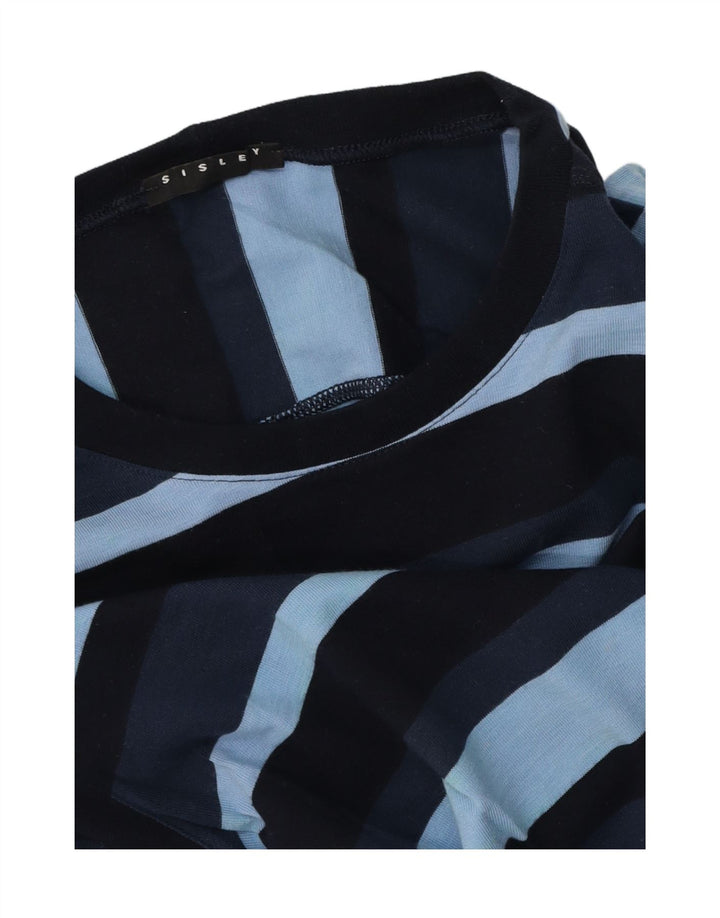 Мужская футболка Sisley из хлопка в маленькую синюю полоску