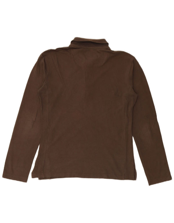 ARMANI JEANS Мужская рубашка-поло с длинным рукавом среднего коричневого цвета, хлопок