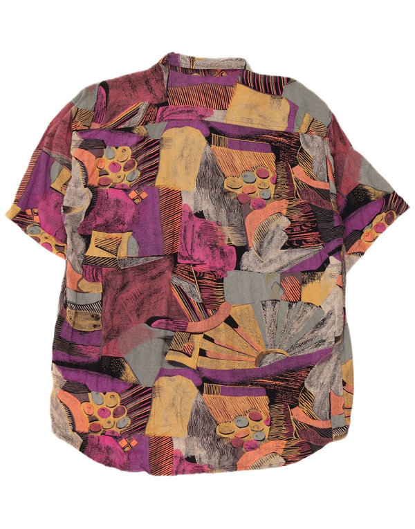 Винтажная мужская свободная рубашка среднего размера, разноцветная, с цветными блоками, в стиле ретро