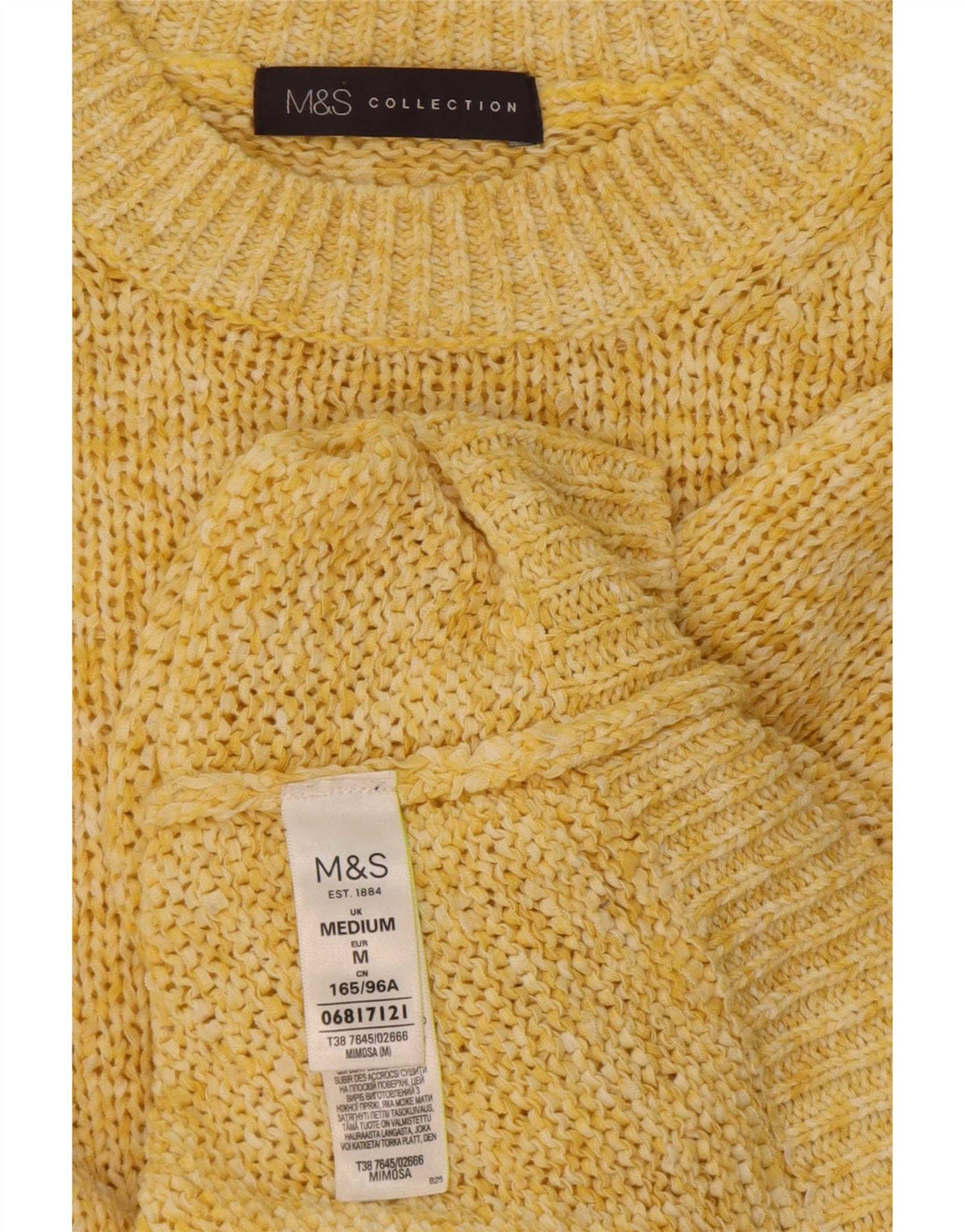 Женский джемпер с круглым вырезом Marks & Spencer UK 14, средний желтый