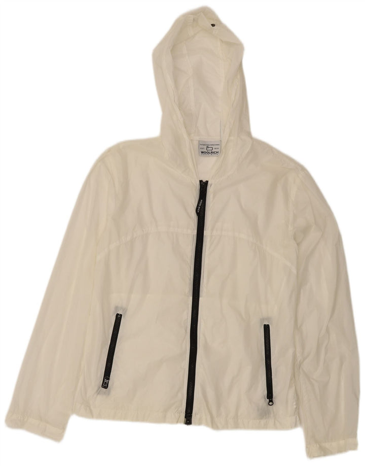 Женская дождевик с капюшоном Woolrich UK 14, средний белый нейлон