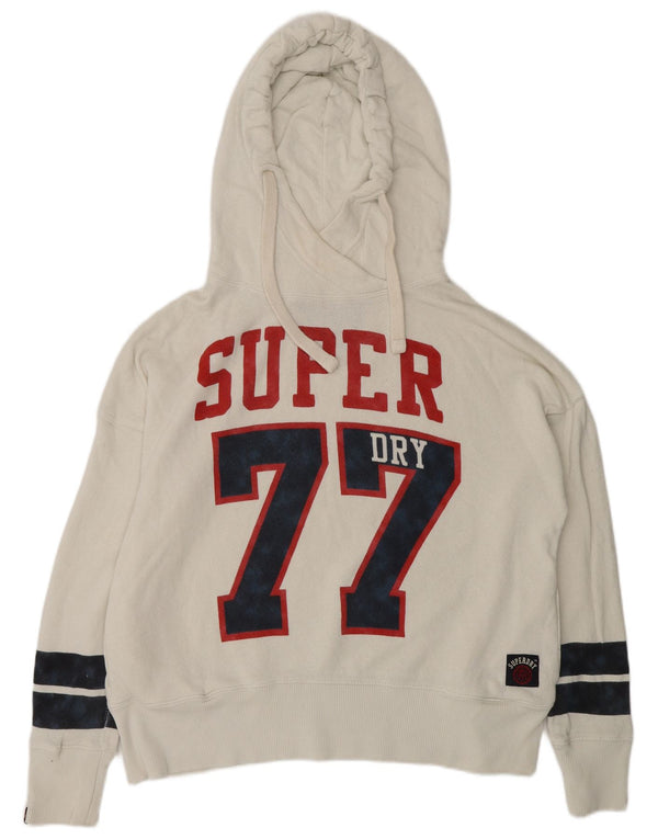 Женский джемпер с капюшоном Superdry Oversized с рисунком UK 10, маленький белый хлопок