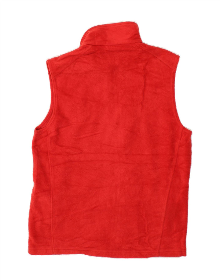 COLUMBIA Mens Graphic Fleece Gilet UK 36 Small Red Polyester Vintage Columbia and Second-Hand Columbia from Messina Hembry 
