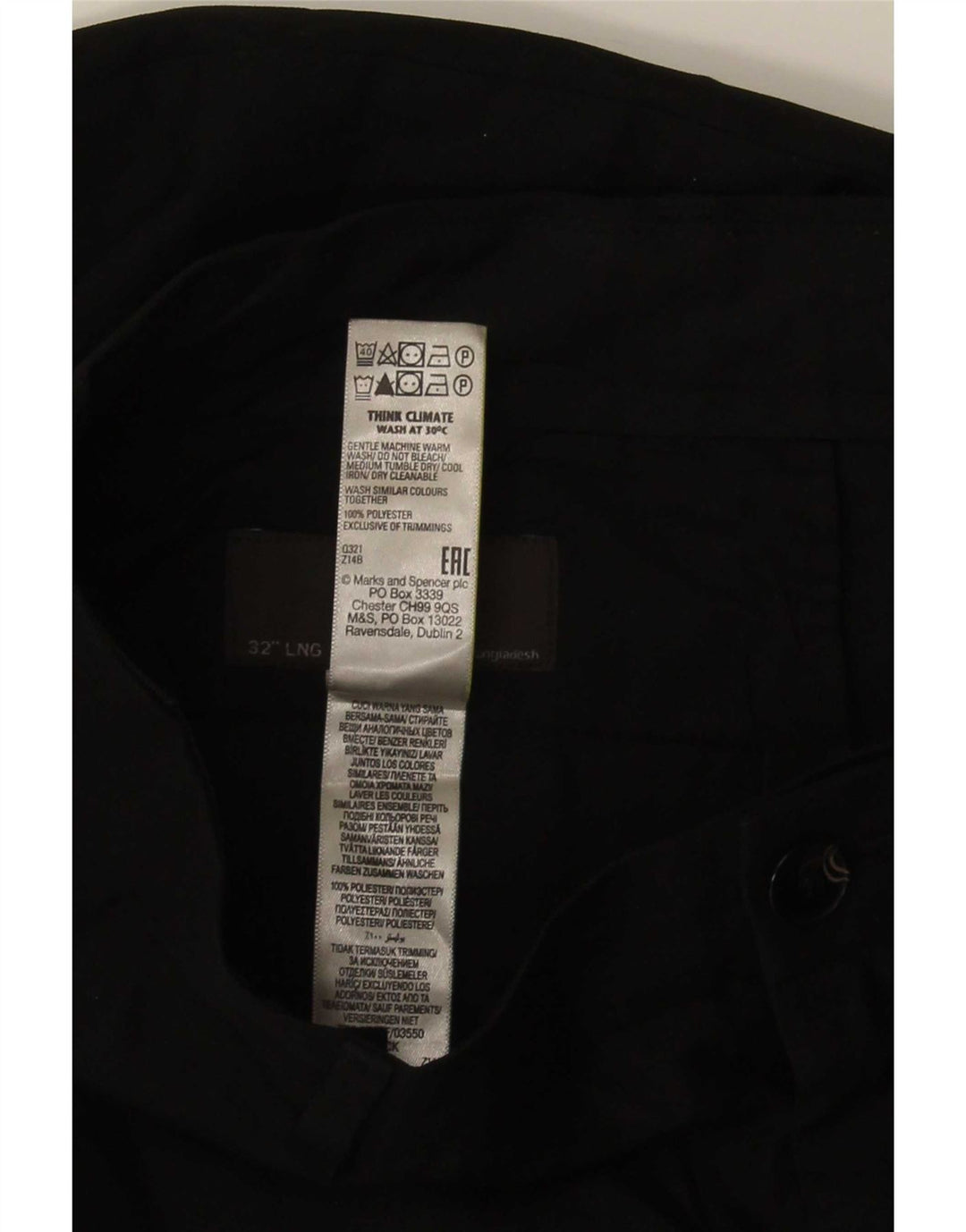 Мужские узкие брюки-чиносы Marks & Spencer W32 L33 черные из полиэстера