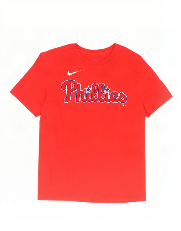 Мужская футболка с рисунком Nike Philadelphia Phillies Top среднего красного цвета, хлопок