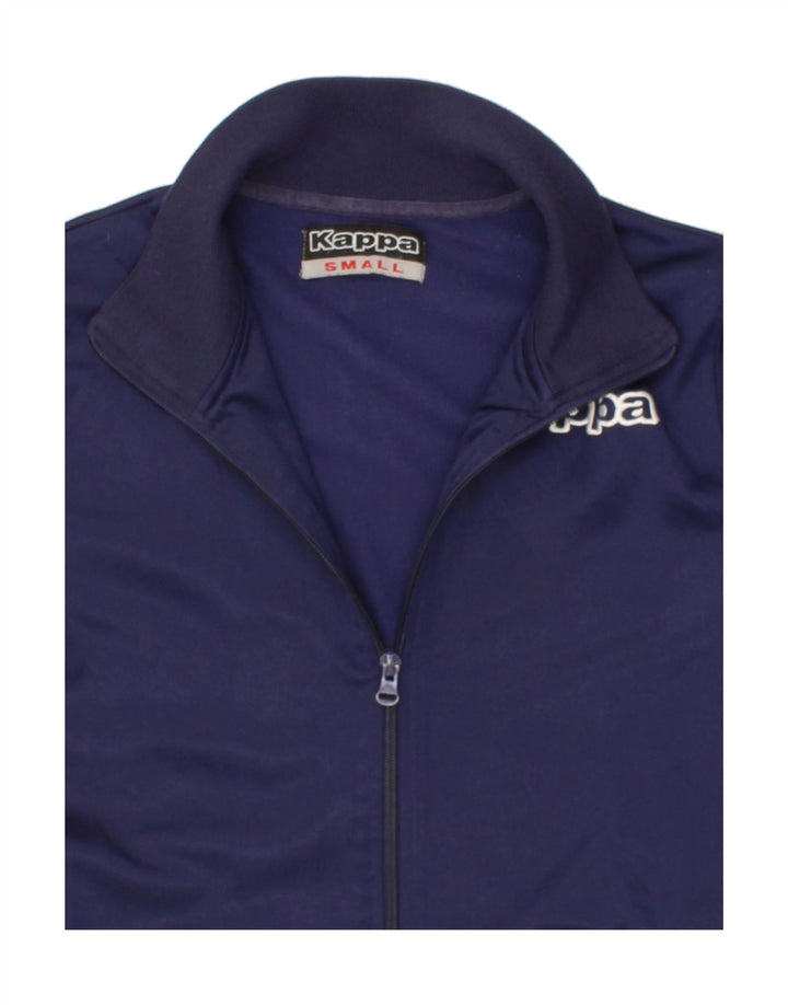KAPPA Womens Graphic Tracksuit Top Jacket UK 10 Small Navy Blue Polyester Vintage Kappa and Second-Hand Kappa from Messina Hembry 