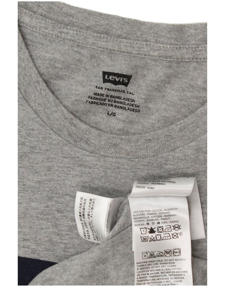 Мужская футболка с рисунком Levi's, большой серый хлопок с крапинками