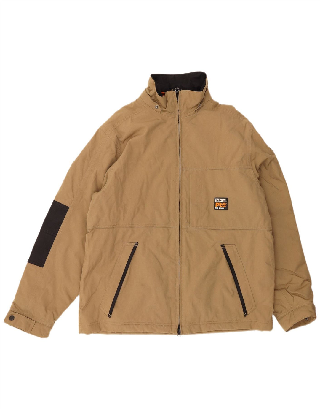Мужская куртка-бомбер Timberland UK 40, большая, бежевая, с цветными блоками, полиамид