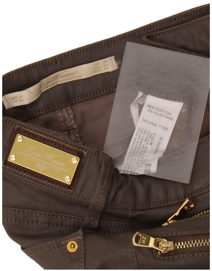 Женские повседневные узкие брюки ZARA W26 L28, коричневые, хлопковые