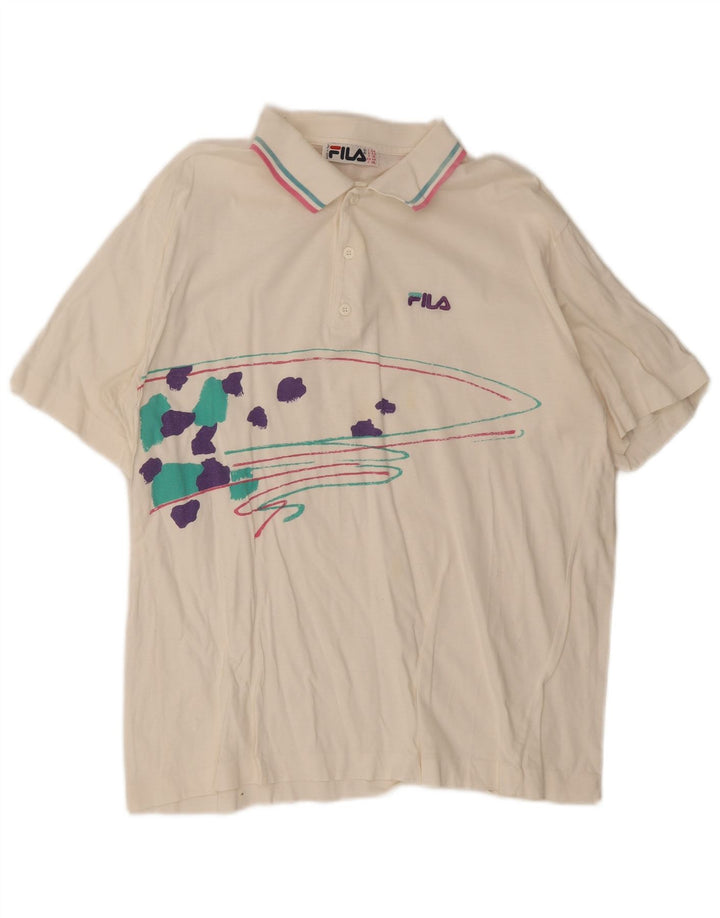 Мужская рубашка-поло с рисунком Fila IT 54 XL, белая полоска