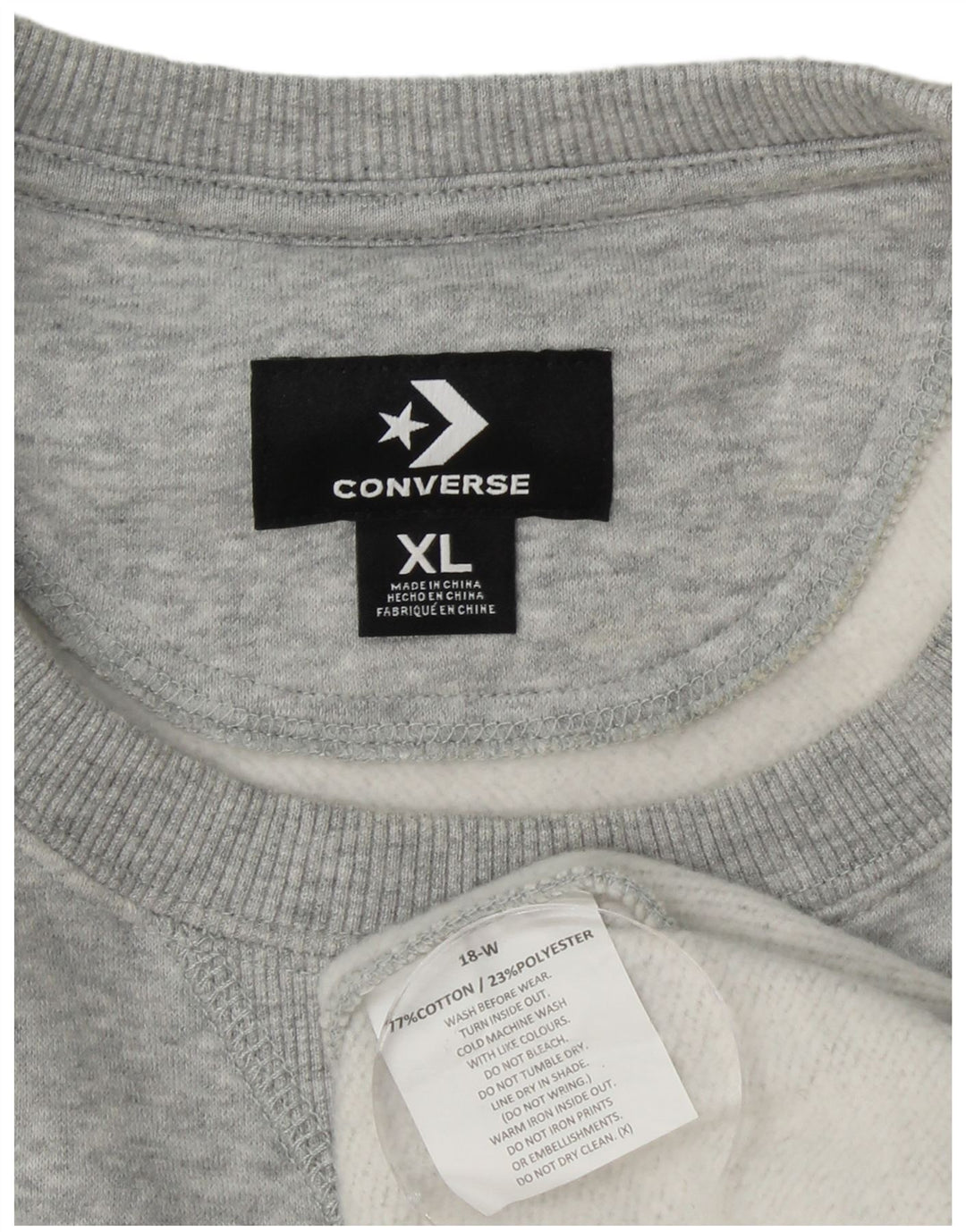 Мужской свитшот с рисунком CONVERSE, XL, серый, хлопок с цветными блоками