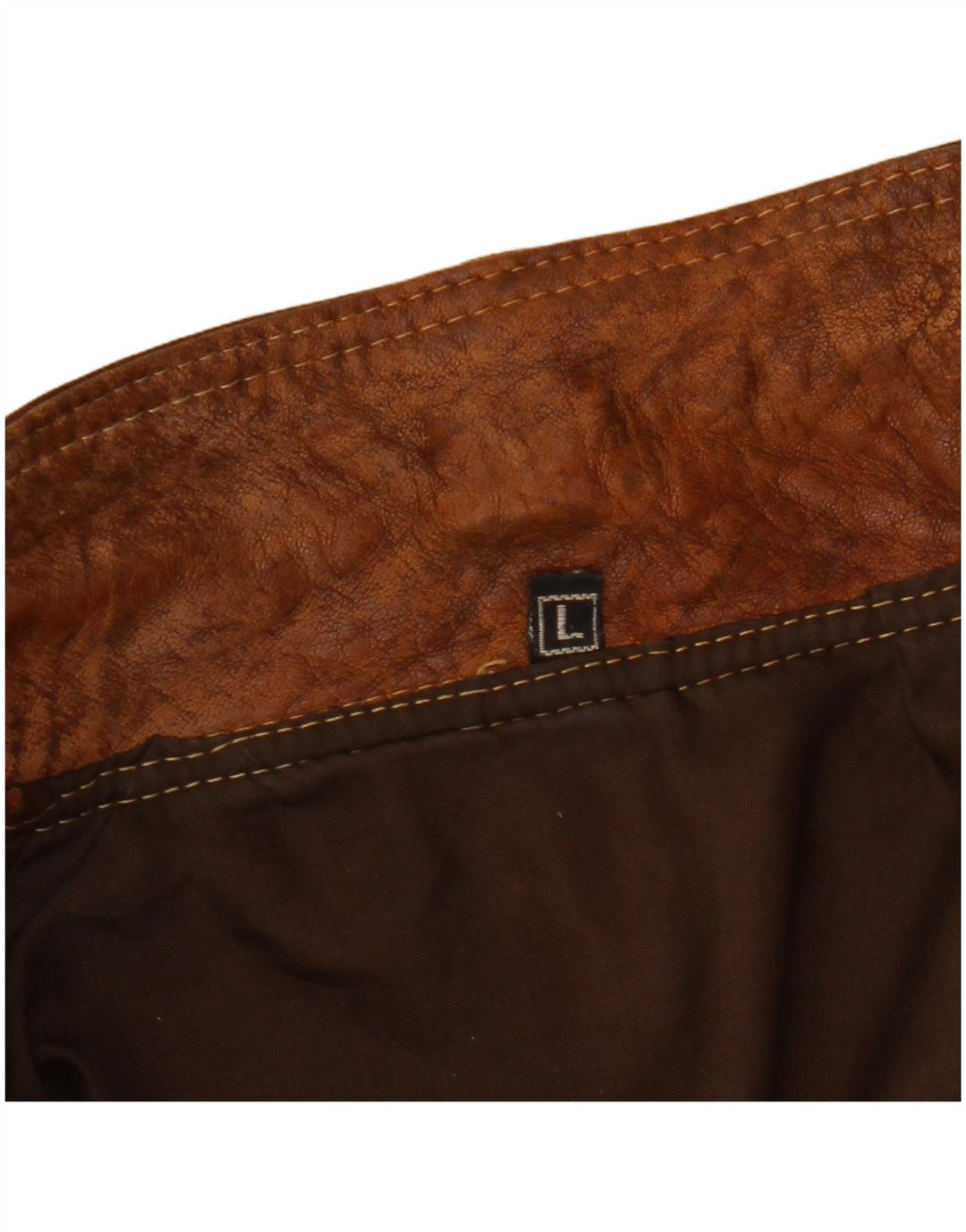 Винтажная женская укороченная кожаная куртка UK 16, большая коричневая