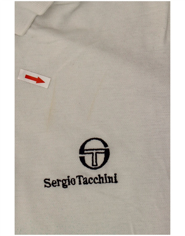 Мужская рубашка поло SERGIO TACCHINI среднего размера, хлопок тай-дай белого цвета