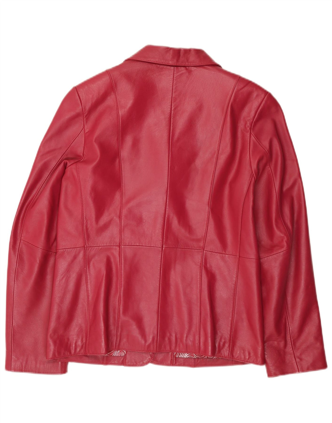 Винтажный женский кожаный пиджак на 3 пуговицах EU 38, кожа среднего розового цвета